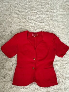 VINTAGE 80s 90s Ungaro Red Short Sleeve Suit Jacket